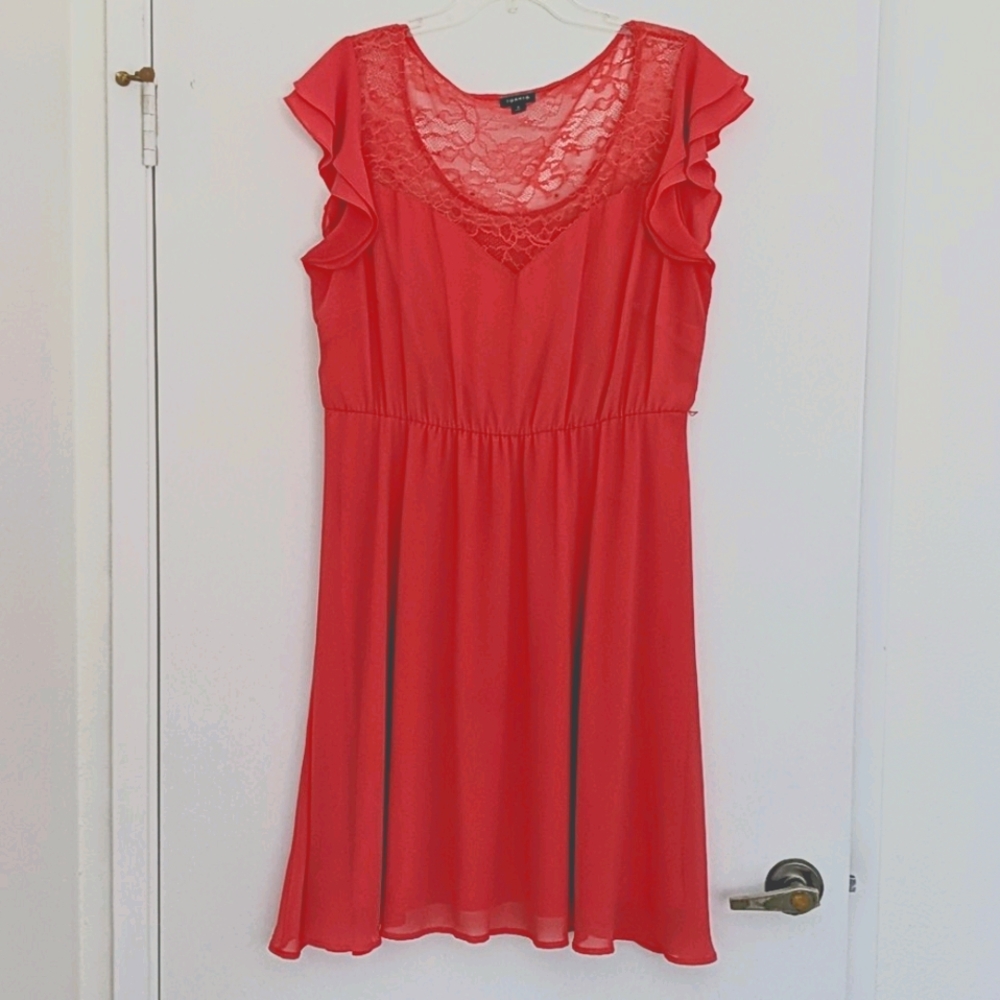 Torrid coral red pink colored flowy dress